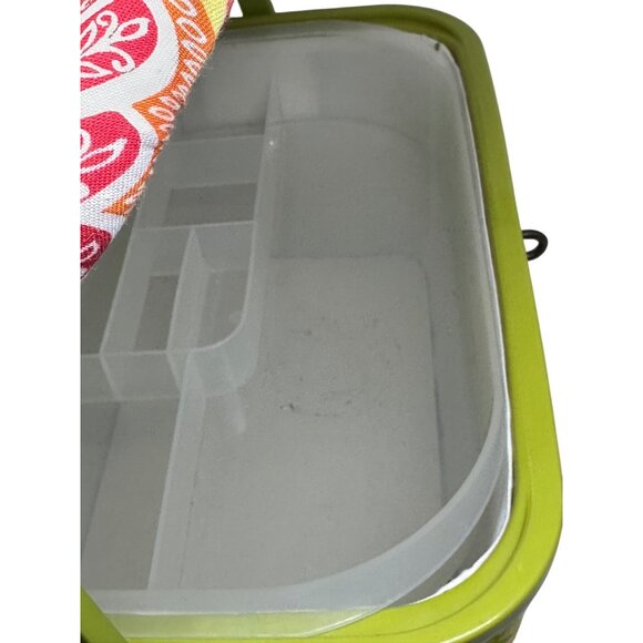 Vintage Multicolor Paisley Fabric Sewing Basket Lockable Lid Retro Craft Storage - Picture 3 of 6